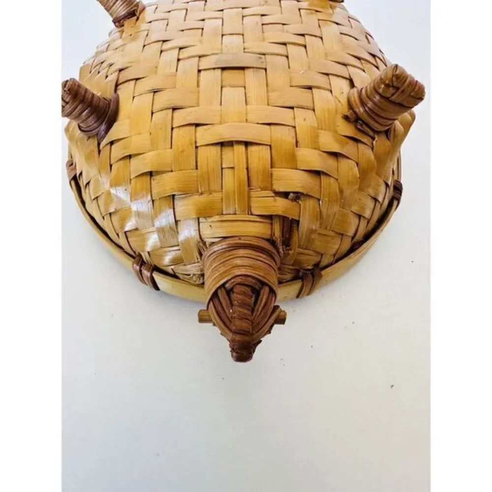 Rattan Turtle Armadillo Basket with Lid ‎ Decorative Box